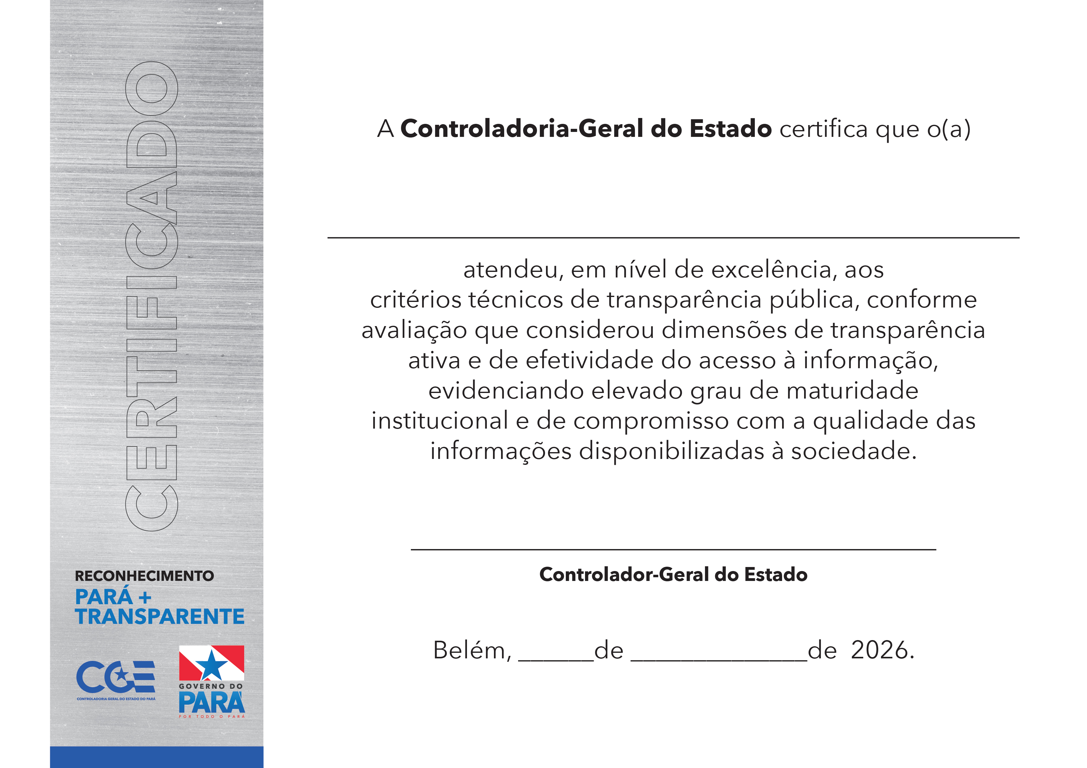 Certificado Pará + Transparente